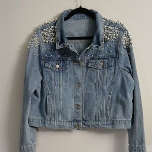Pearl Embellished Denim Jacket